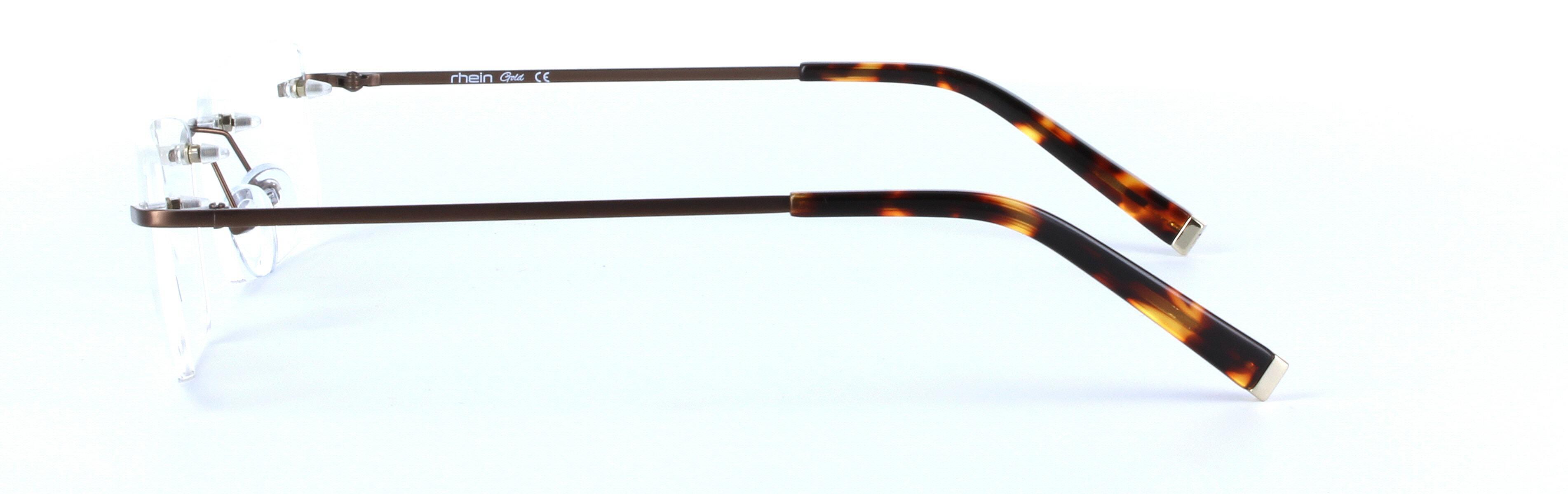 Greenville Titanium Brown Rimless Rectangular Titanium Glasses - Image View 2