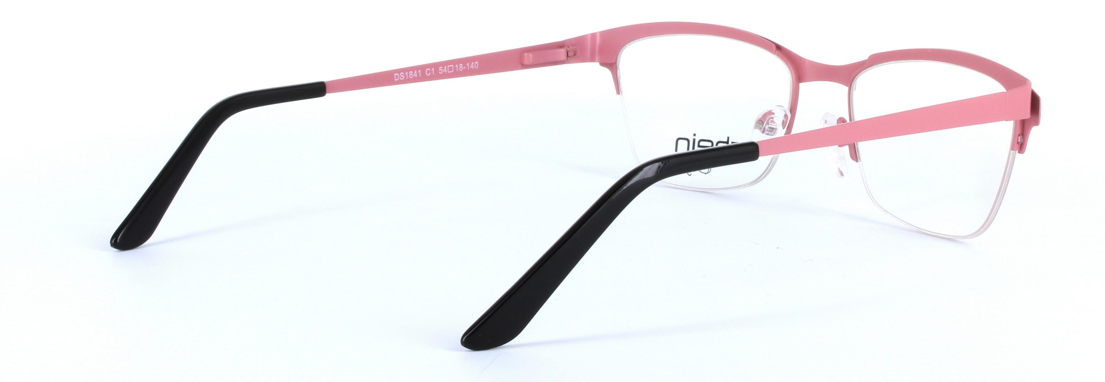 Andrea Black and Pink Semi Rimless Oval Metal Glasses - Image View 4
