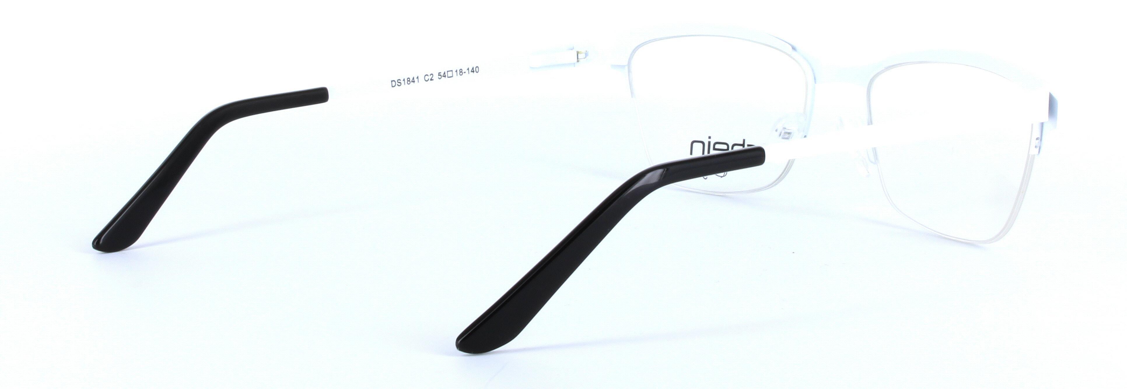 Andrea Black and White Semi Rimless Oval Metal Glasses - Image View 4