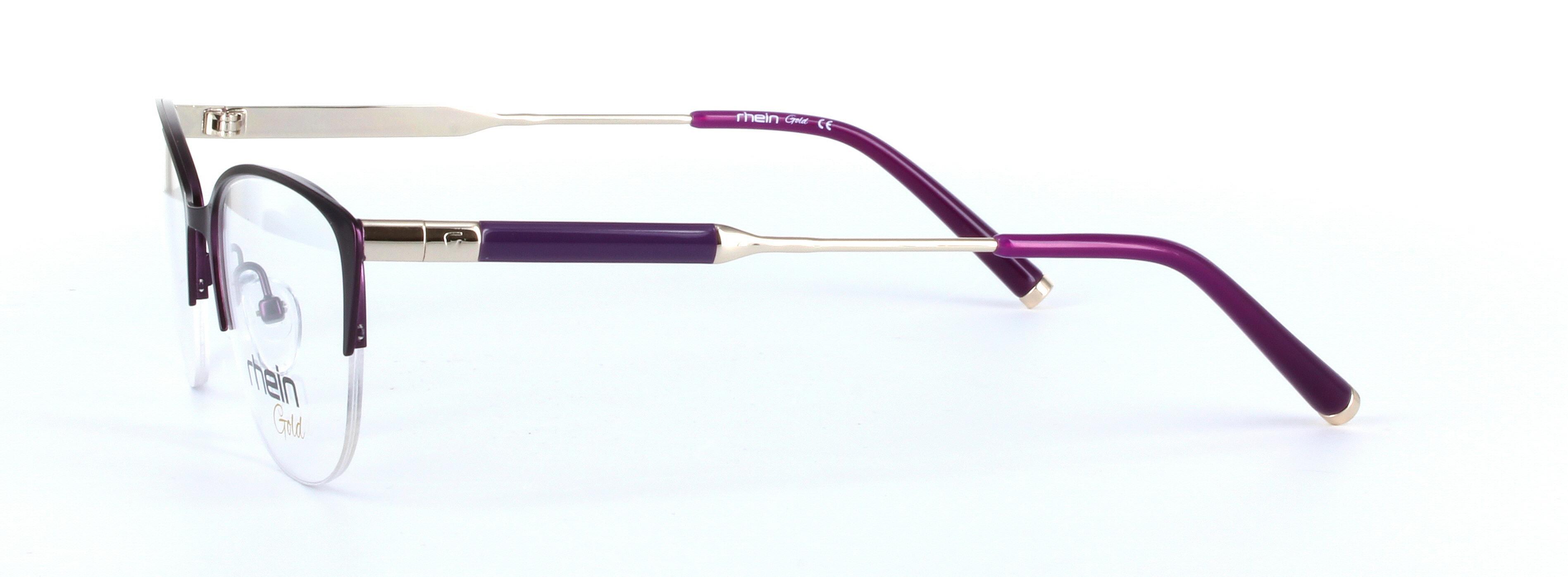 Emily Purple Semi Rimless Oval Metal Glasses - Image View 2