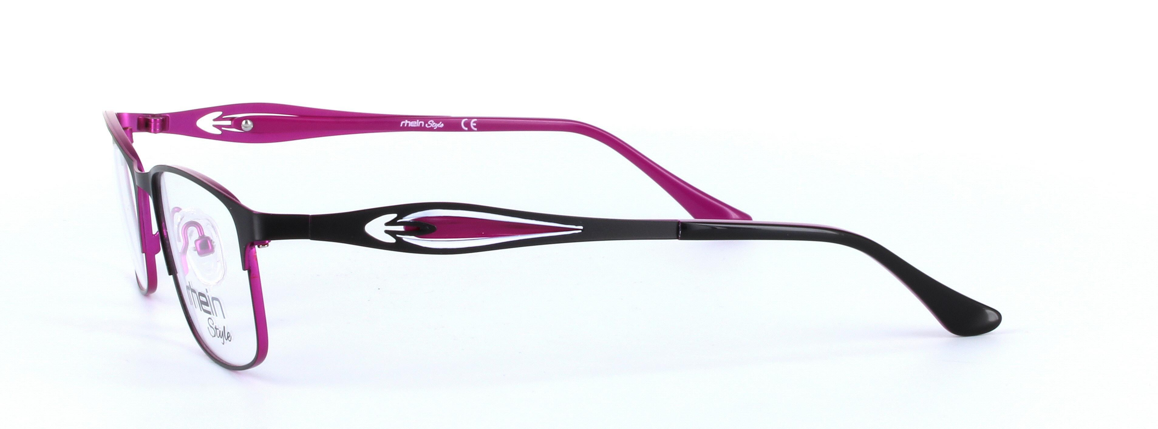 Canberra Black and Pink Full Rim Rectangular Metal Glasses - Image View 2