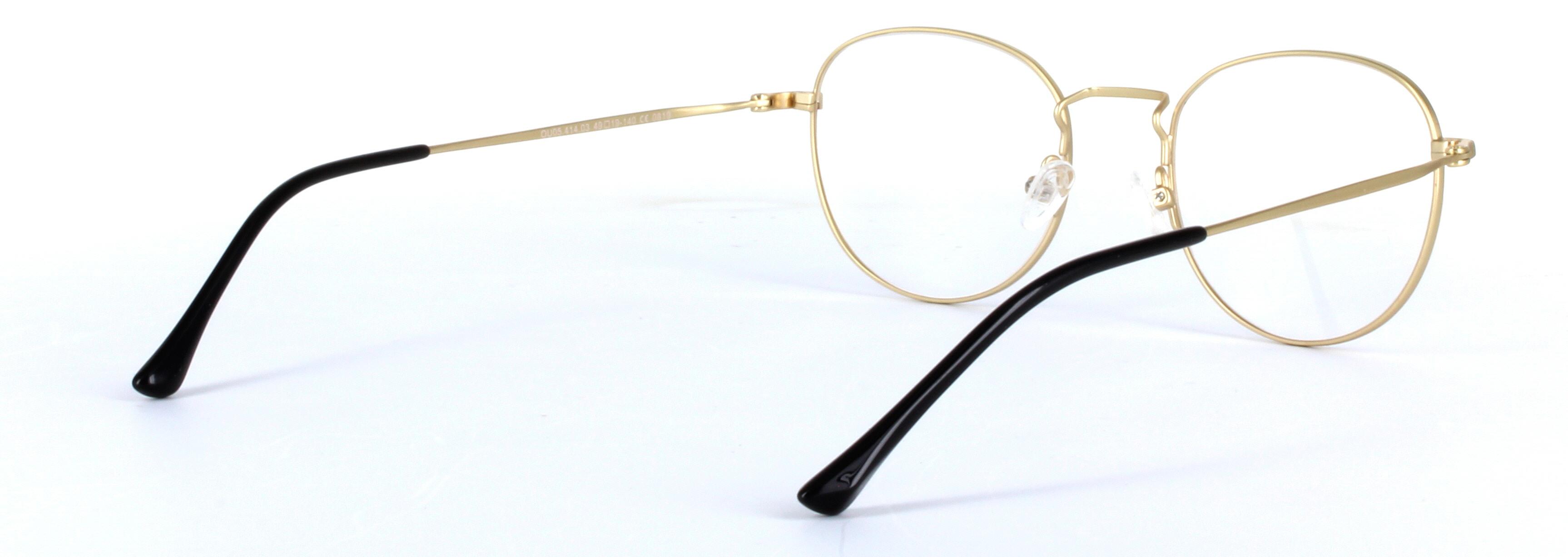 Milan Red and Gold Full Rim Round Metal Glasses - Image View 4