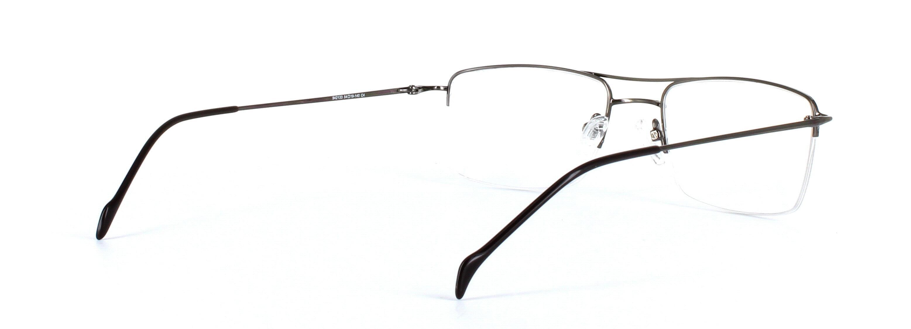 Oklahoma Gunmetal Semi Rimless Metal Glasses - Image View 4