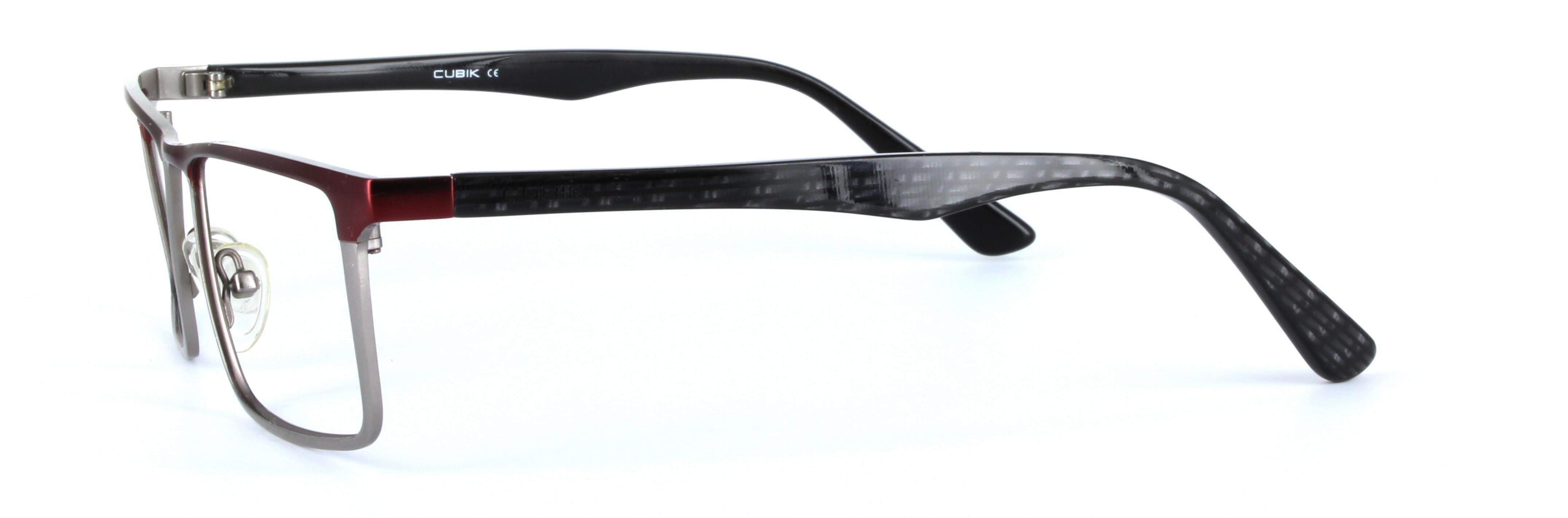 Gaston Burgundy Full Rim Rectangular Metal Glasses - Image View 2