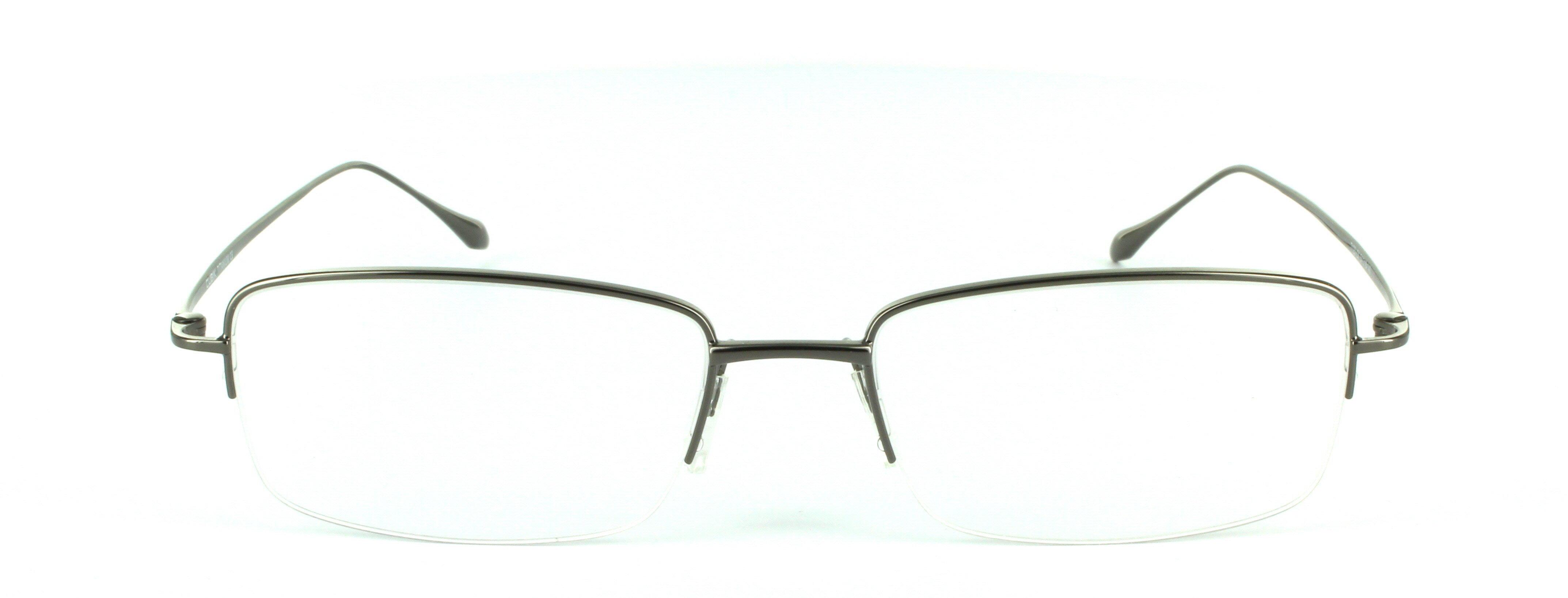 Gunmetal Semi Rimless Rectangular Titanium Glasses Toby - Image View 4