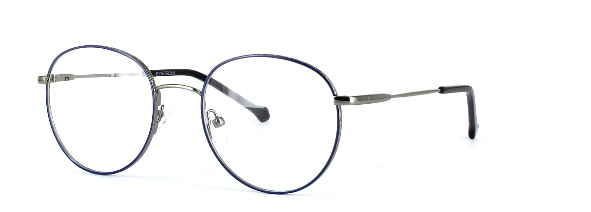 Eyecroxx 570-C3 Blue Full Rim Round Metal Glasses - Image View 1