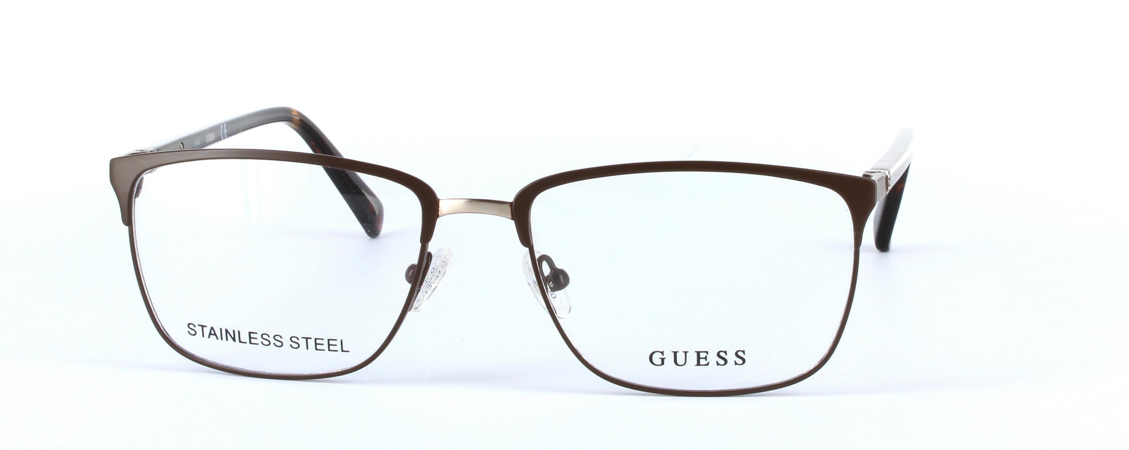 GUESS (GU1890-049) Brown Full Rim Oval Rectangular Metal Glasses - Image View 5