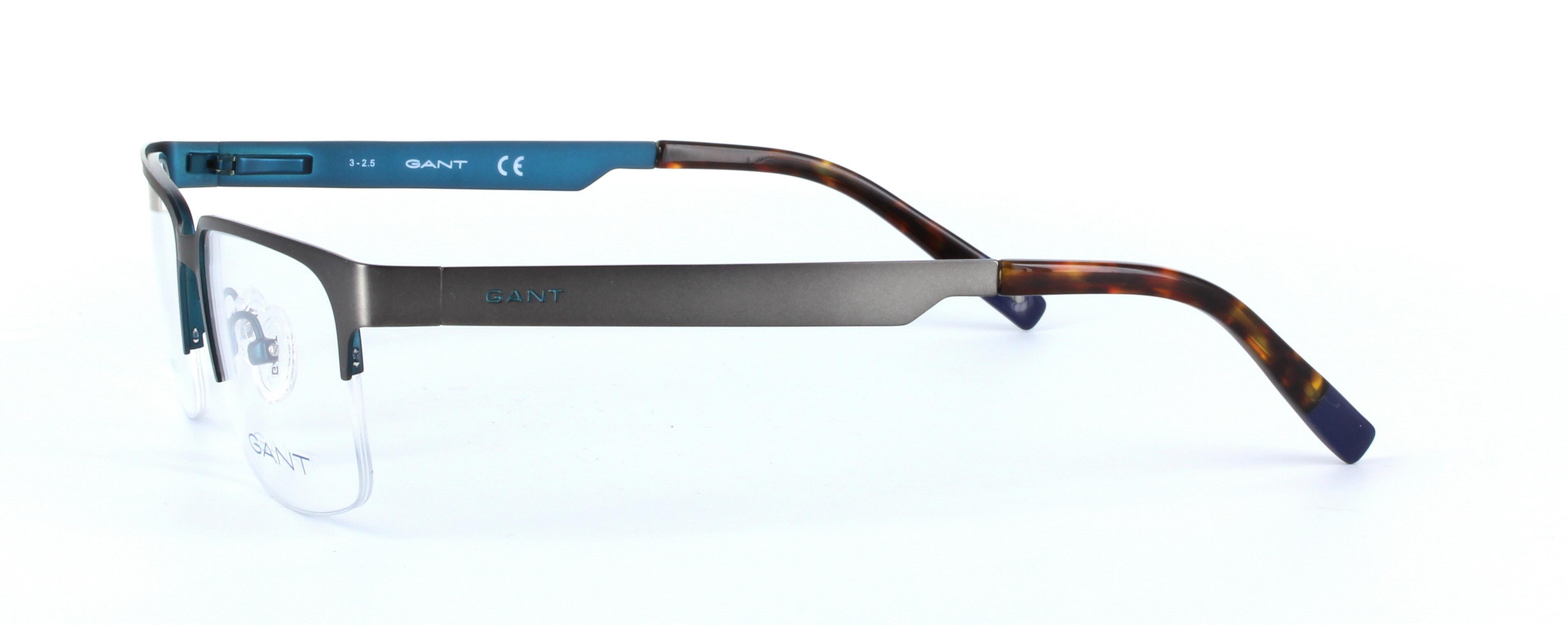GANT (GA3077-009) Gunmetal Semi Rimless Oval Rectangular Metal Glasses - Image View 2