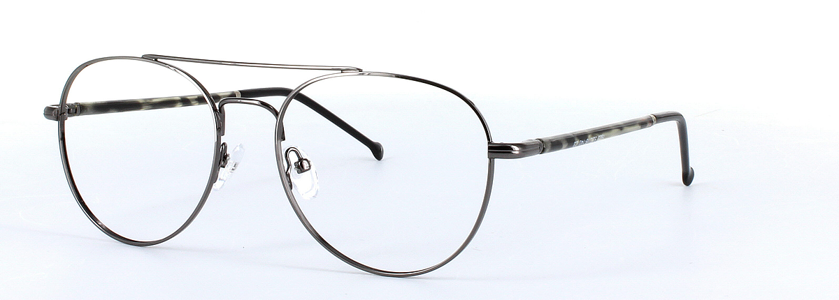 Emiliano Gunmetal Full Rim Aviator Metal Glasses - Image View 1