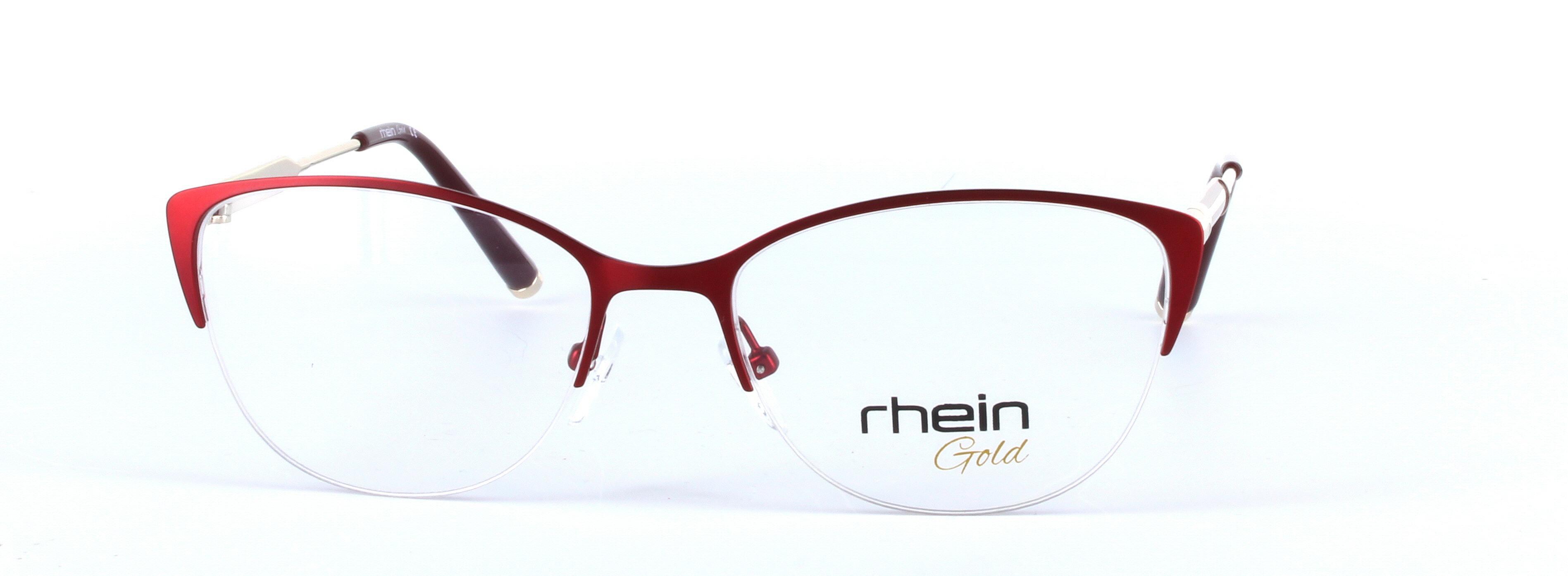 Emily Red Semi Rimless Oval Metal Glasses - Image View 5