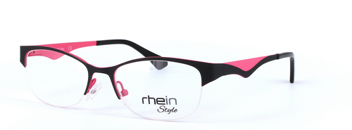 Kelly Black and Pink Semi Rimless Oval Rectangular Metal Glasses - Image View 1