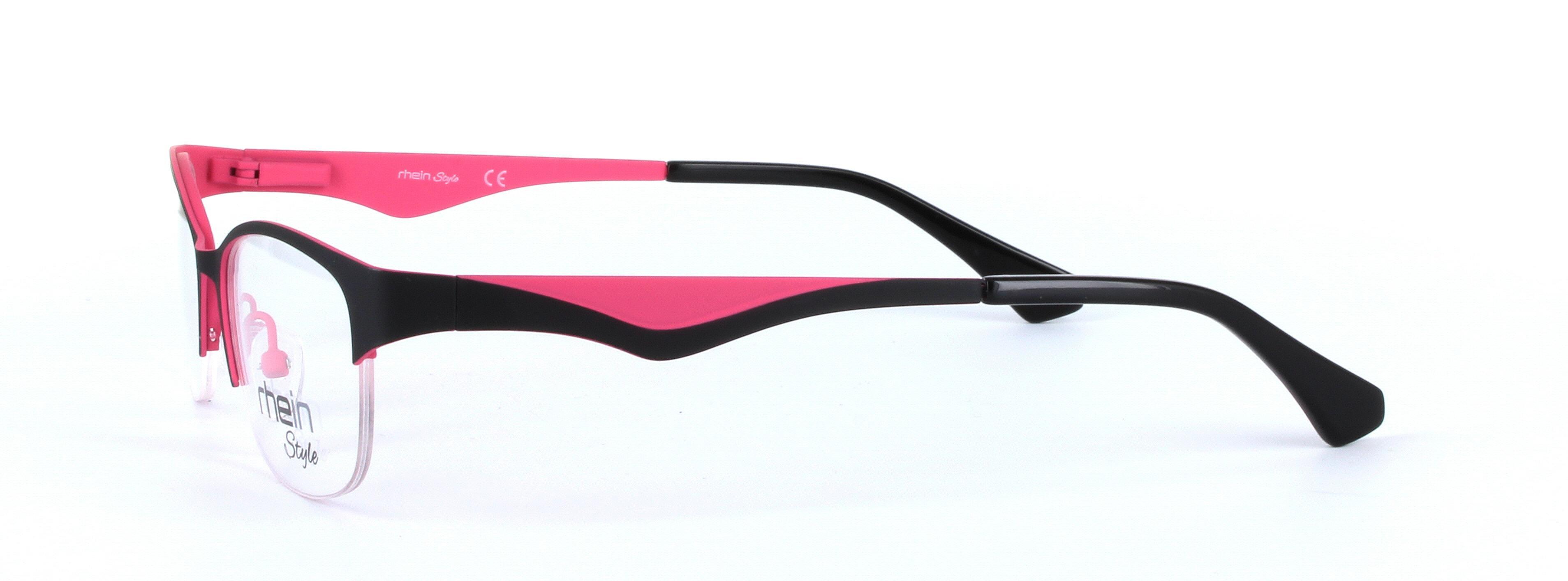 Kelly Black and Pink Semi Rimless Oval Rectangular Metal Glasses - Image View 2
