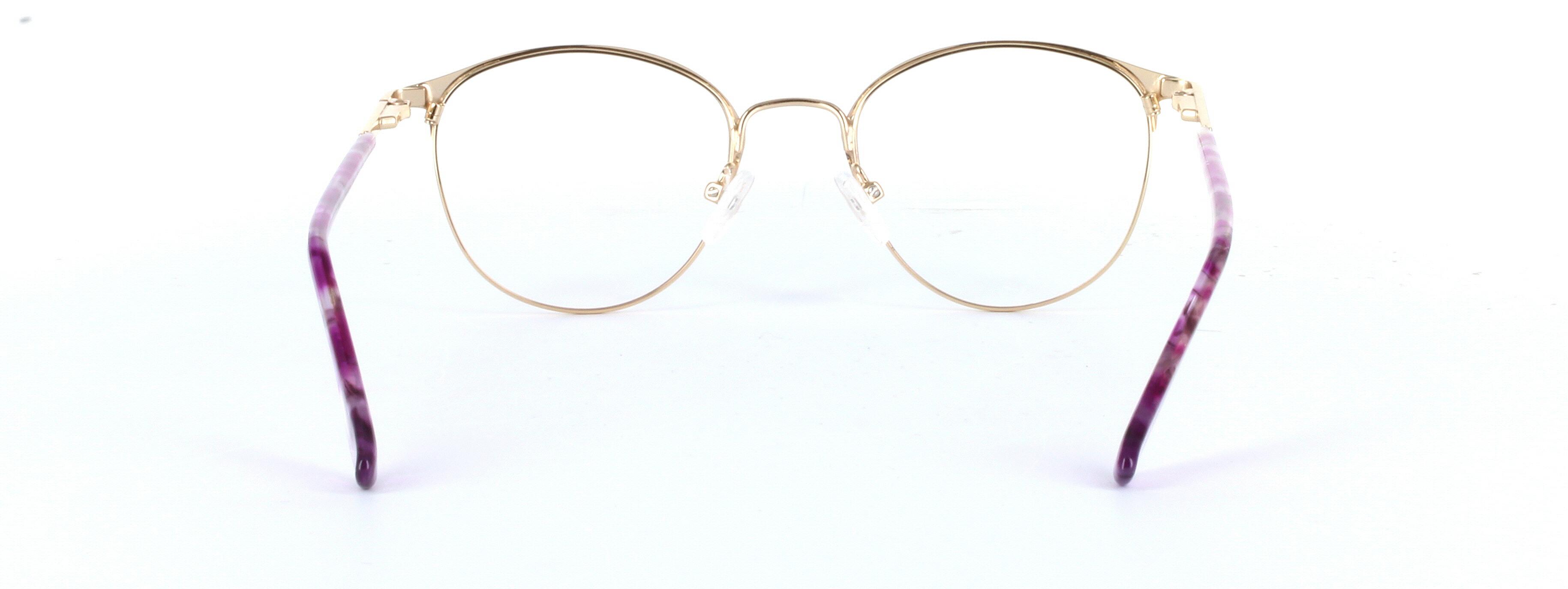 Mia Lilac and Gold Full Rim Oval Round Metal Glasses - Image View 3