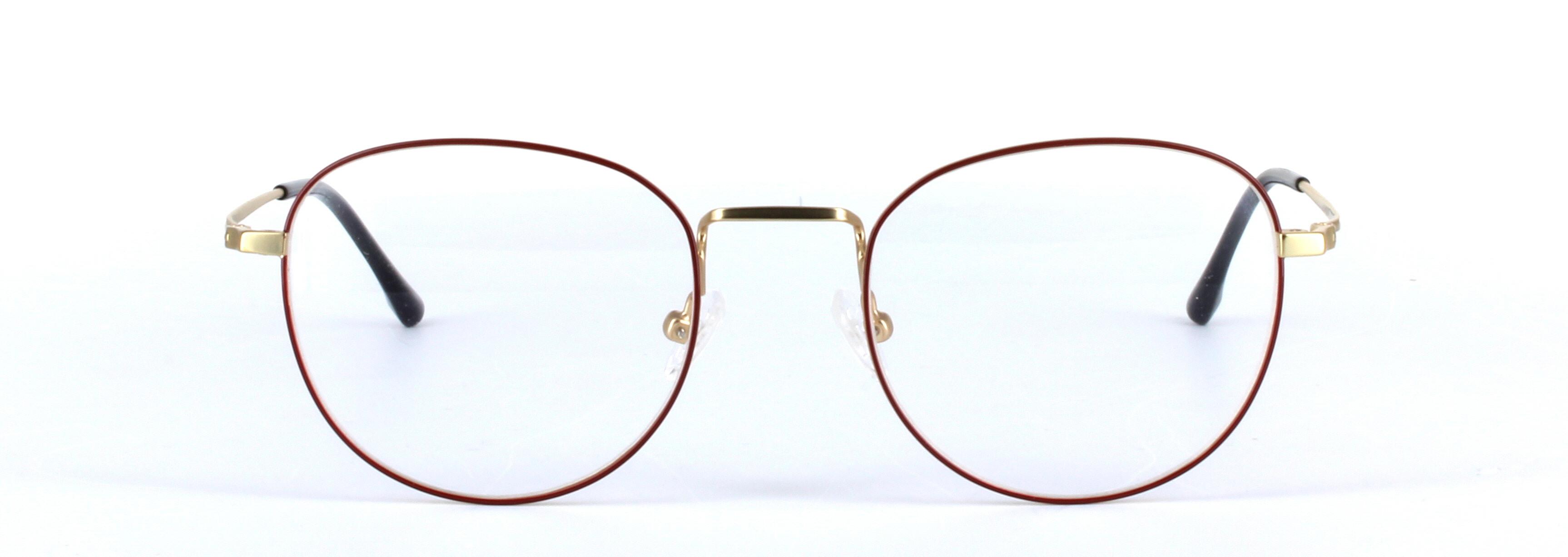 Milan Red and Gold Full Rim Round Metal Glasses - Image View 5