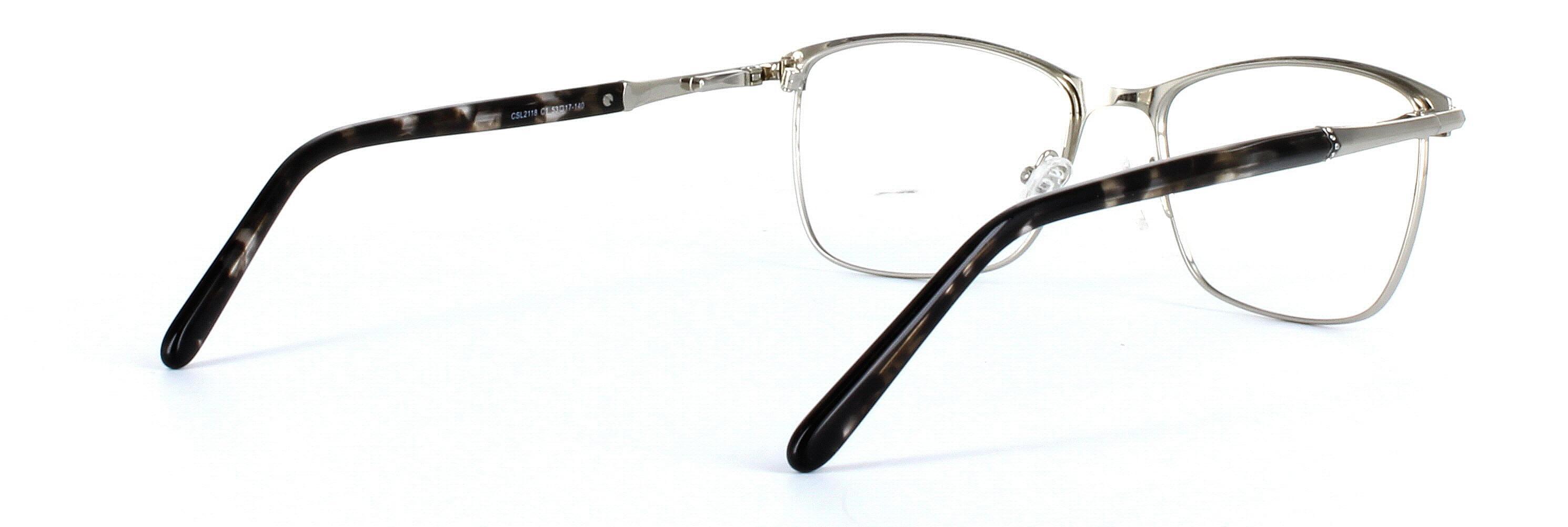 Pheobie Black and Silver Full Rim Oval Metal Glasses - Image View 4