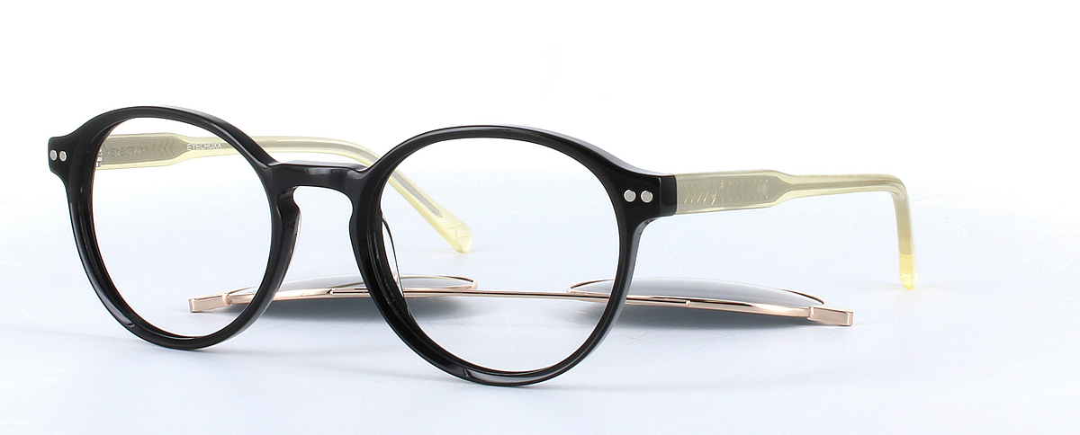 Eyecroxx 621-C1 Black Full Rim Round Acetate Glasses - Image View 1