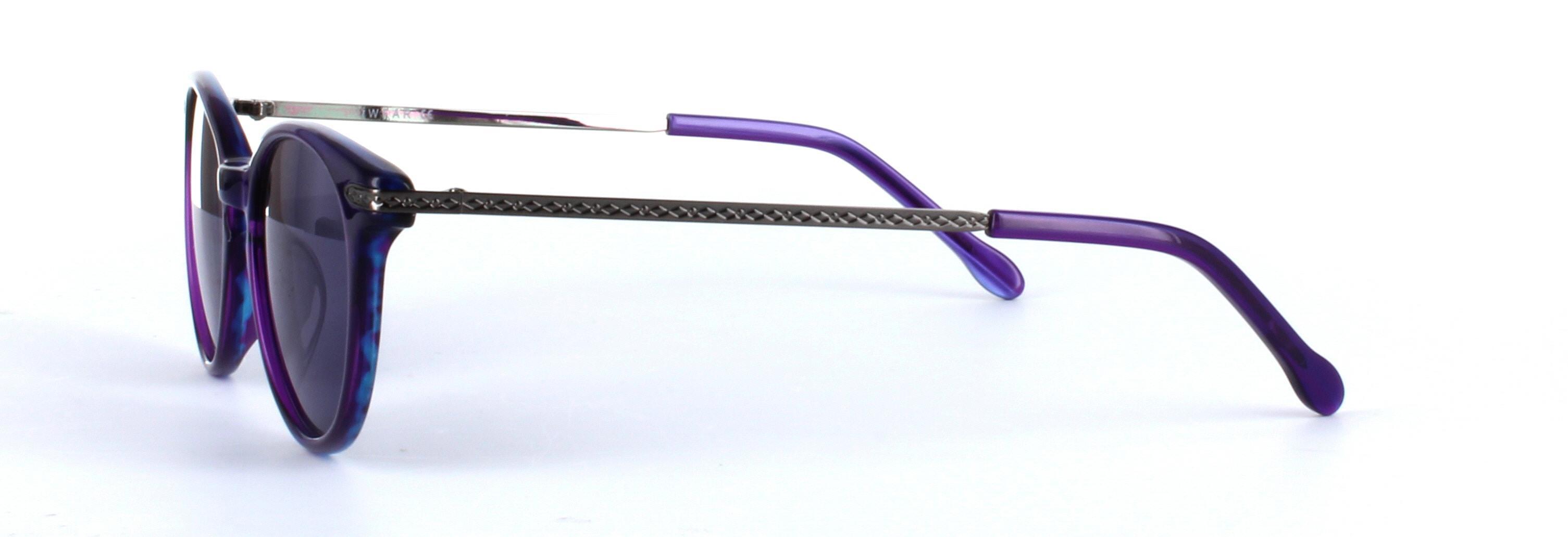 Amanda Purple Full Rim Round Acetate Sunglasses - Image View 2