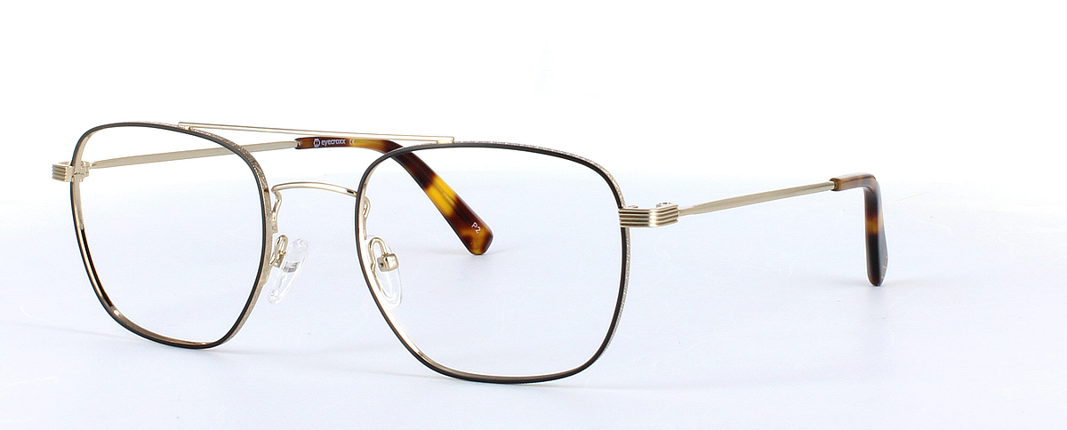 Eyecroxx 598 Black and Gold Full Rim Aviator Metal Glasses - Image View 1