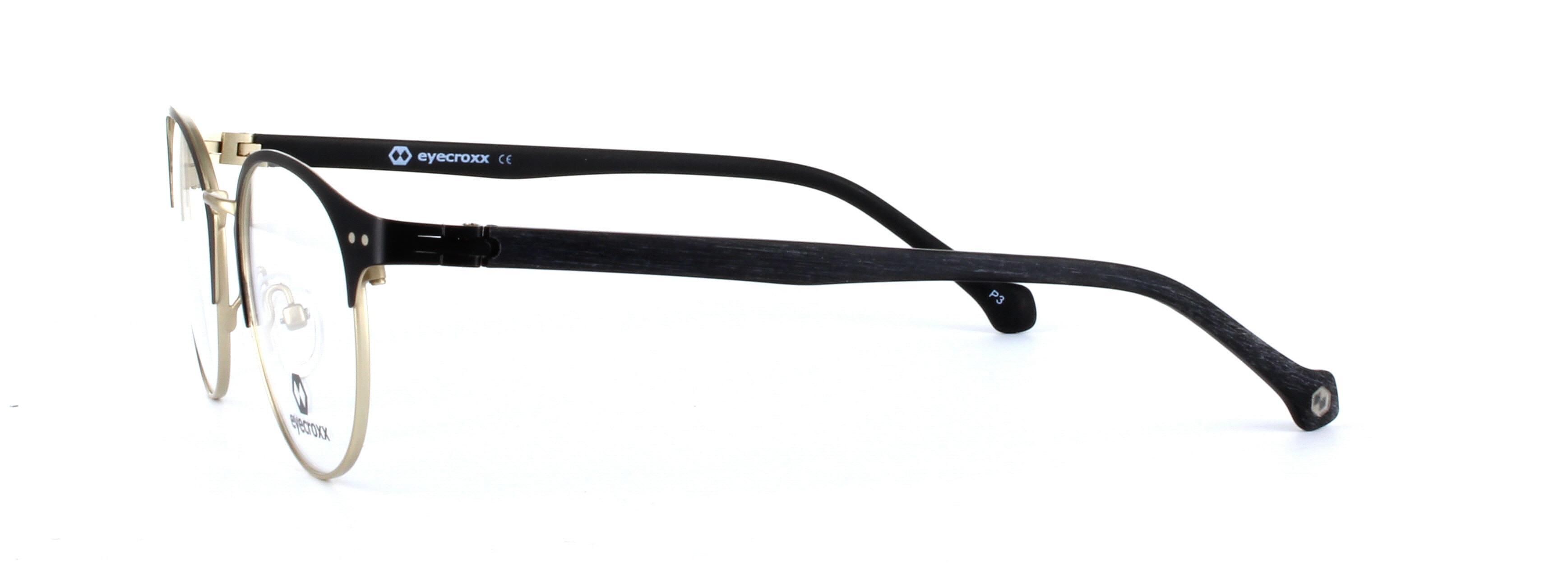 Eyecroxx 543 Black Full Rim Round Metal Glasses - Image View 2