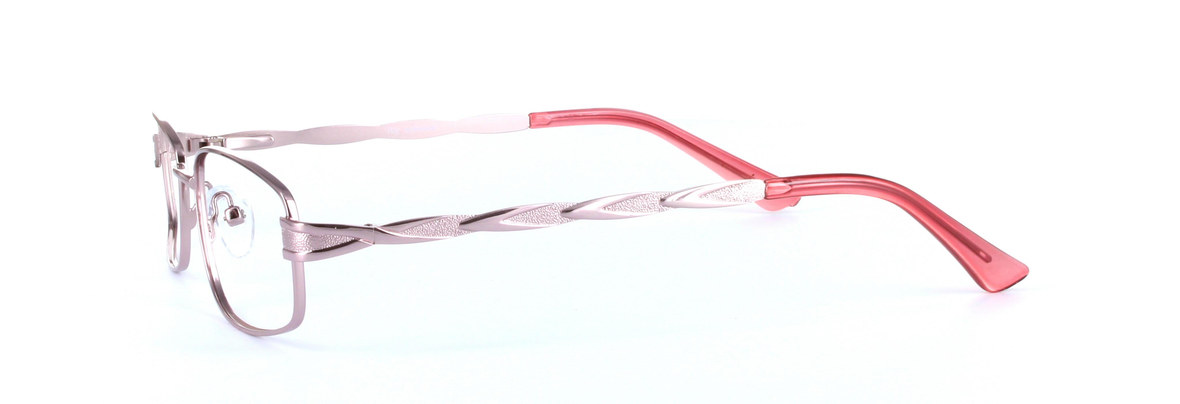 Anna Pink Full Rim Oval Rectangular Metal Glasses - Image View 2