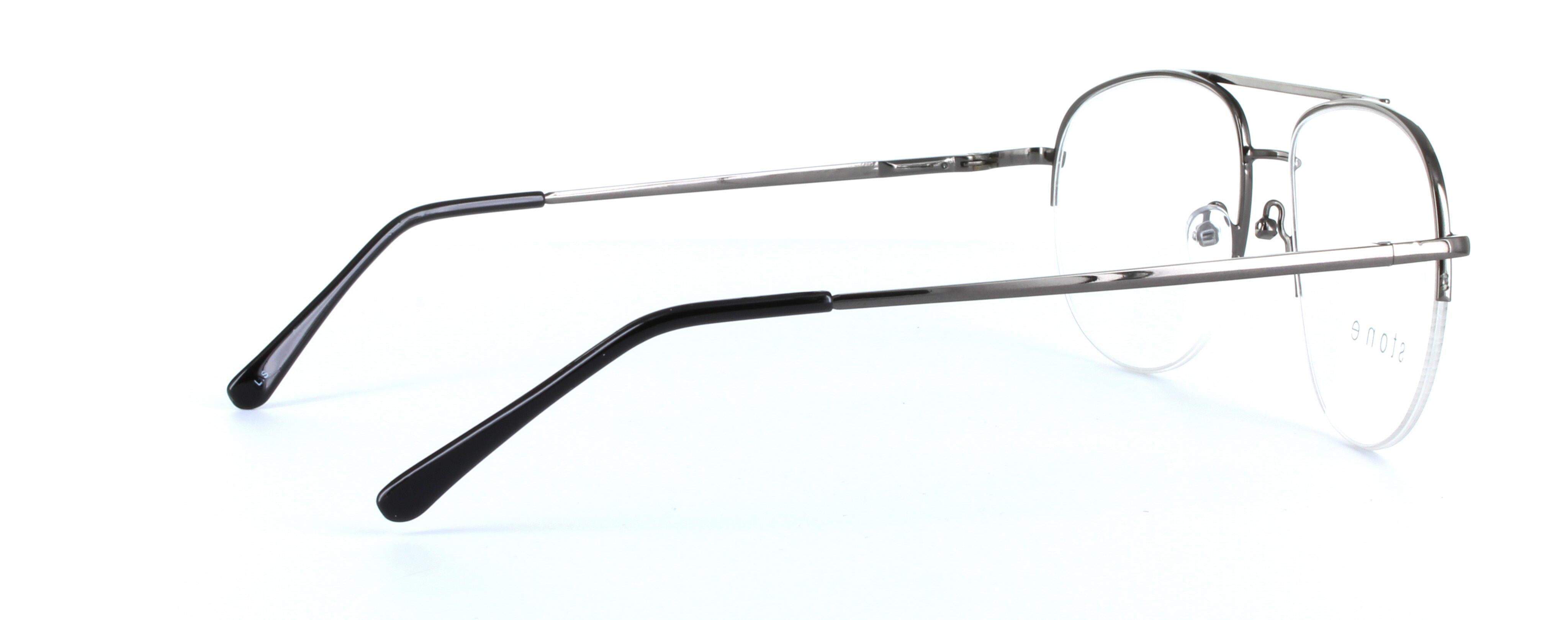 Jamie Gunmetal Semi Rimless Round Metal Glasses - Image View 4