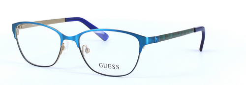 GUESS (GU2499-091) Blue Full Rim Oval Metal Glasses - Image View 1