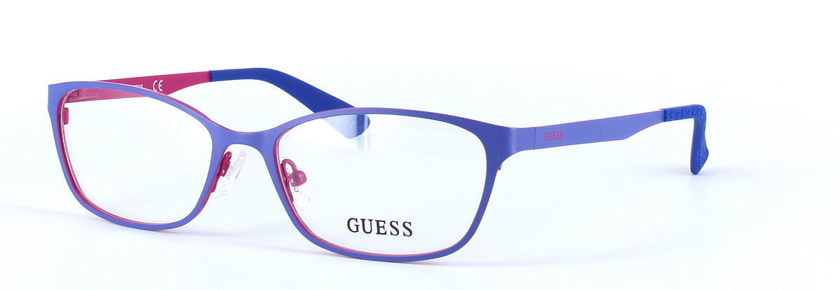 GUESS (GU2563-091) Blue Full Rim Oval Rectangular Metal Glasses - Image View 1