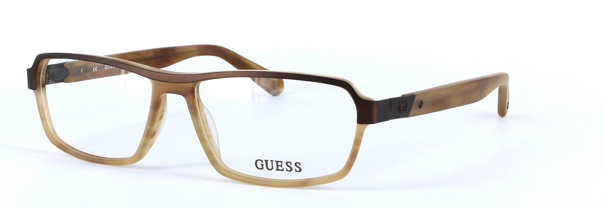 GUESS (GU1790-BRN) Brown Full Rim Rectangular Acetate Glasses - Image View 1