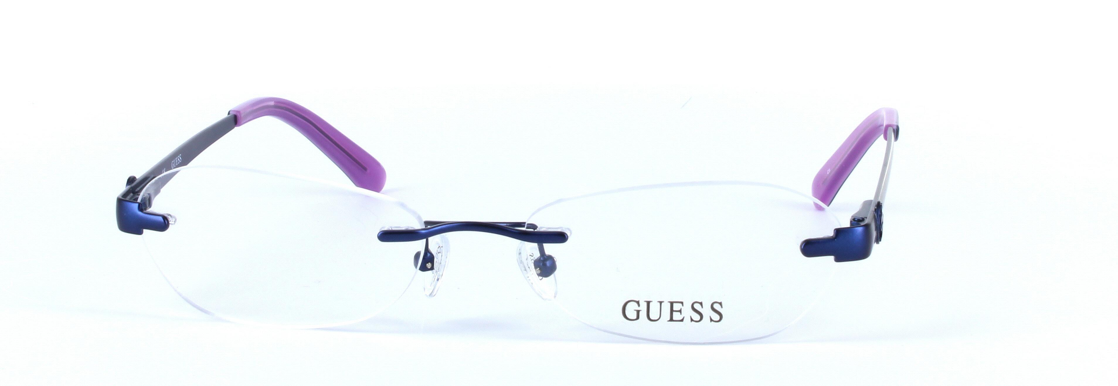 GUESS (GU2338-BLU) Blue Rimless Oval Rectangular Metal Glasses - Image View 5
