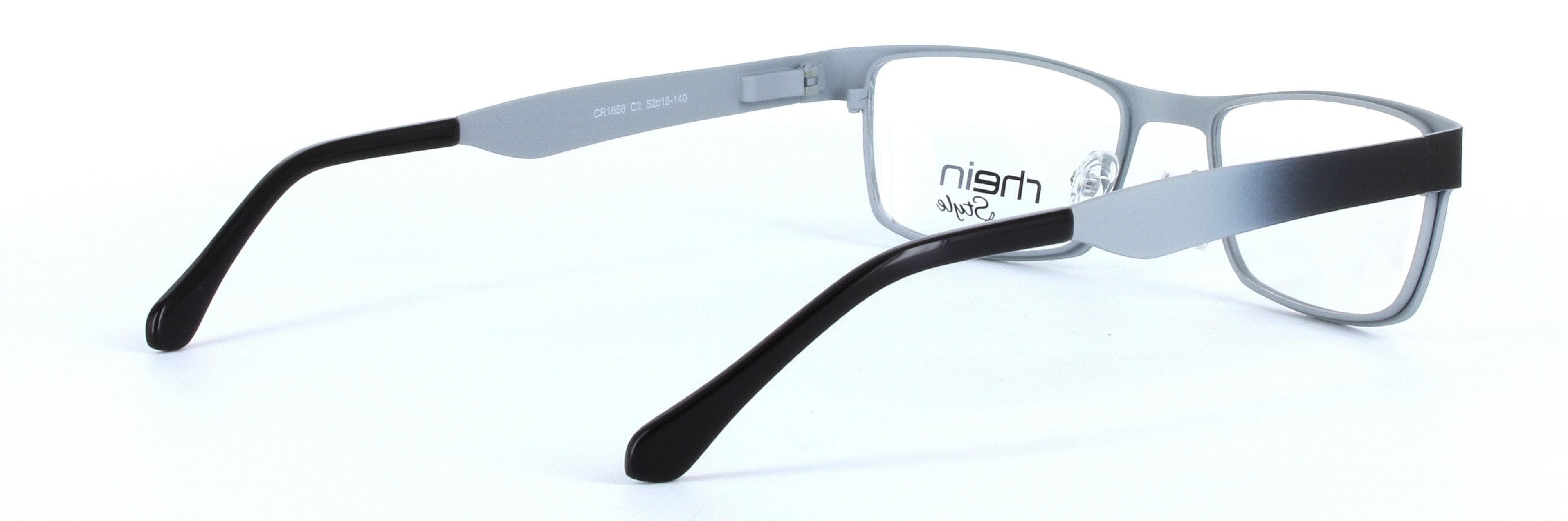 Ambleside Black and Silver Full Rim Rectangular Metal Glasses - Image View 4