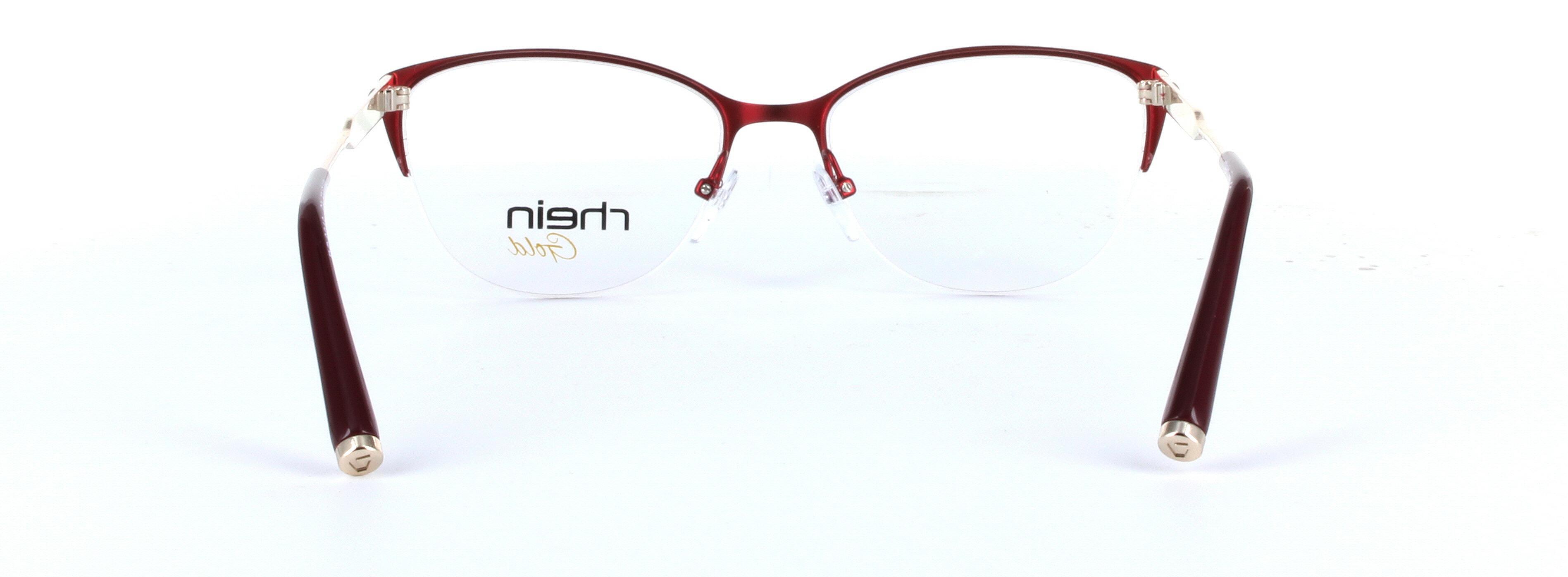 Emily Red Semi Rimless Oval Metal Glasses - Image View 3