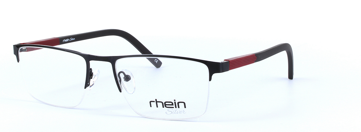 Dell Black and Red Semi Rimless Rectangular Metal Glasses - Image View 1
