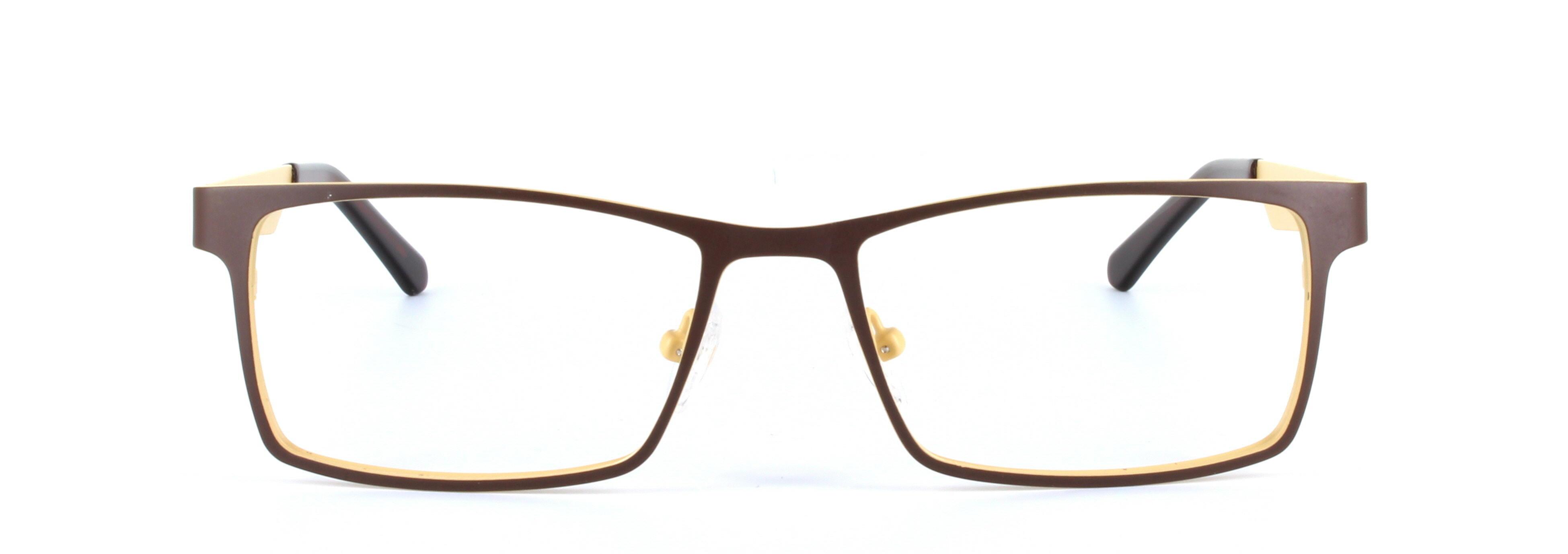 Banyan Brown Full Rim Rectangular Metal Glasses - Image View 4