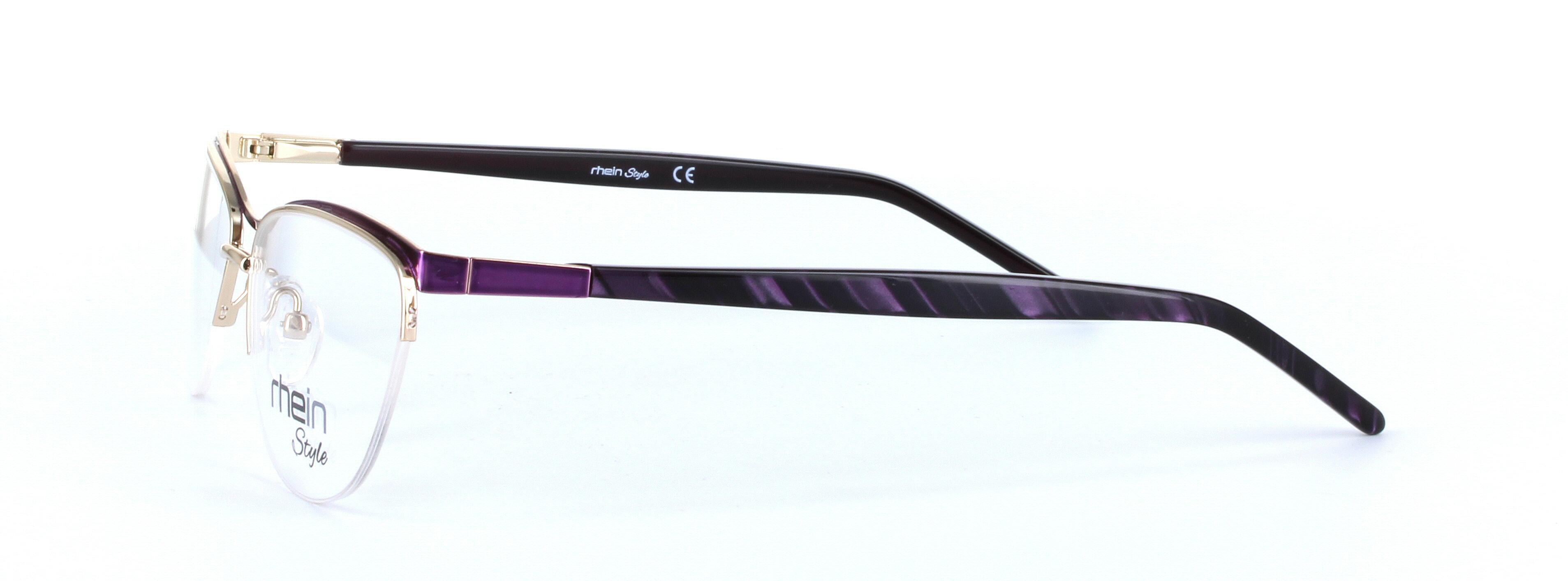 Agora Purple Semi Rimless Oval Metal Glasses - Image View 2