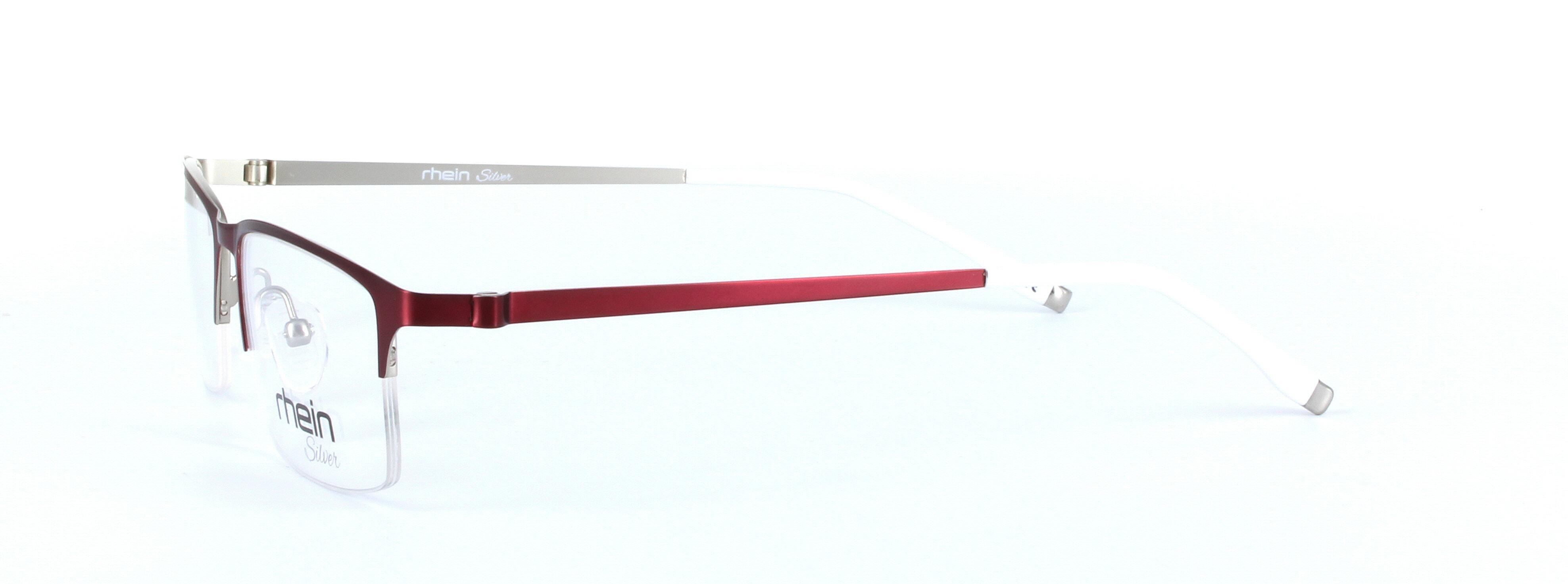 Kalem Red Semi Rimless Rectangular Metal Glasses - Image View 2