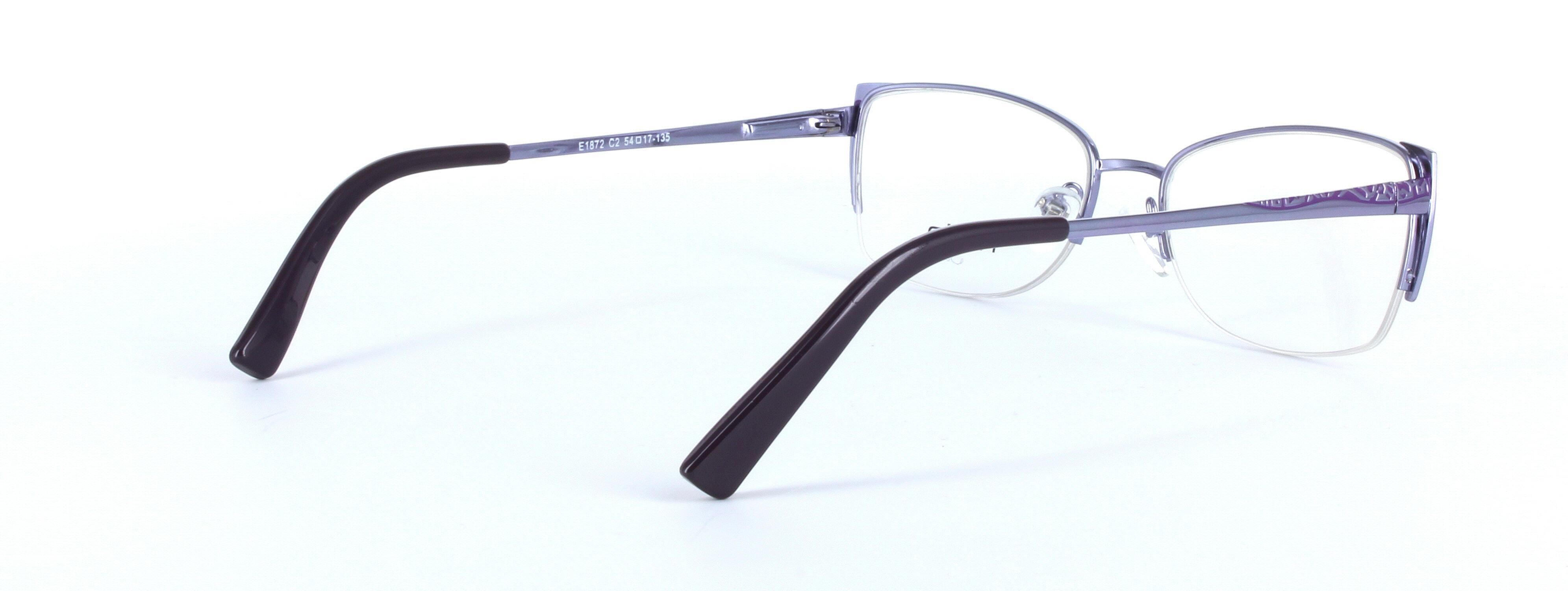 Donna Purple Semi Rimless Oval Rectangular Metal Glasses - Image View 4