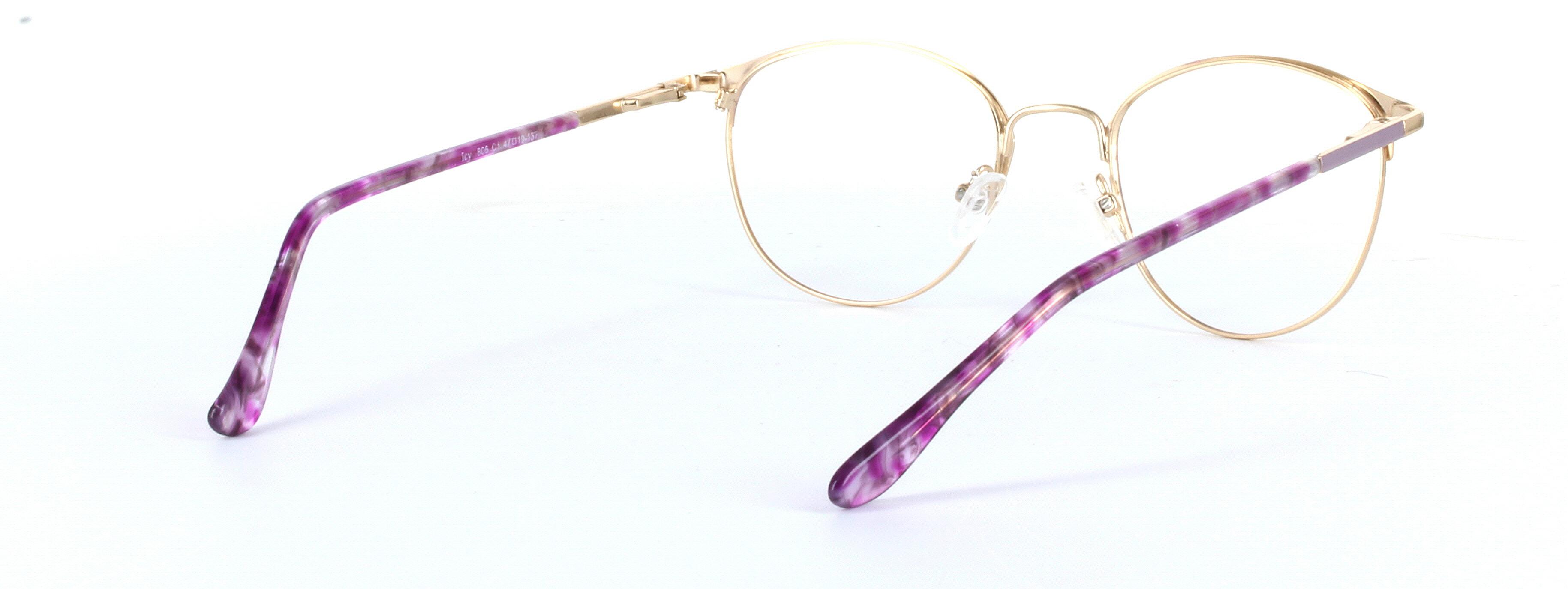 Mia Lilac and Gold Full Rim Oval Round Metal Glasses - Image View 4