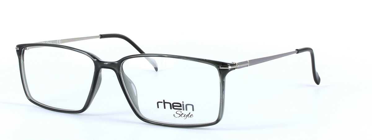 Omega Grey Full Rim Rectangular Square Plastic Glasses - Image View 1