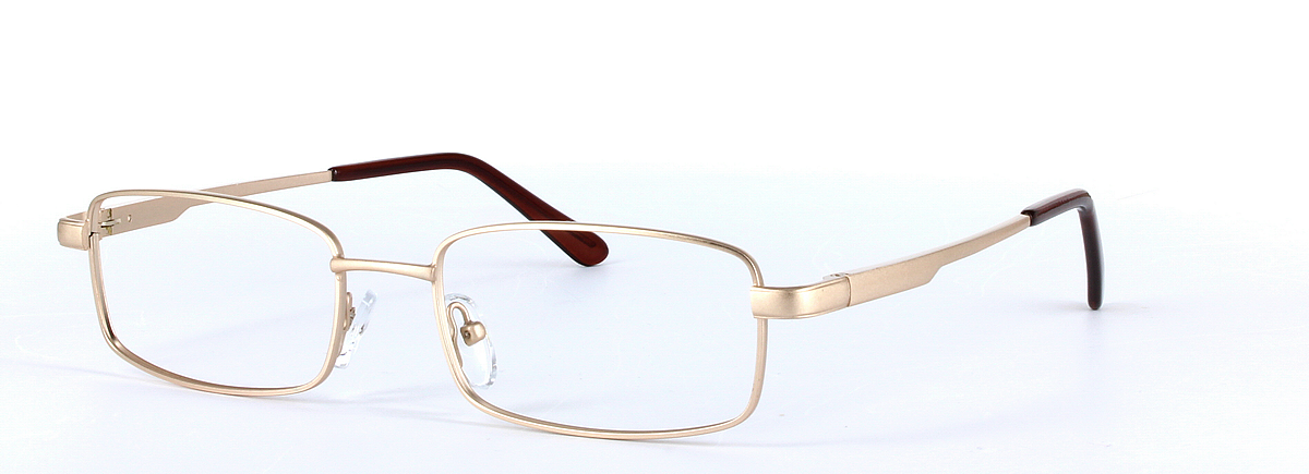 Kristo Gold Full Rim Rectangular Metal Glasses - Image View 1