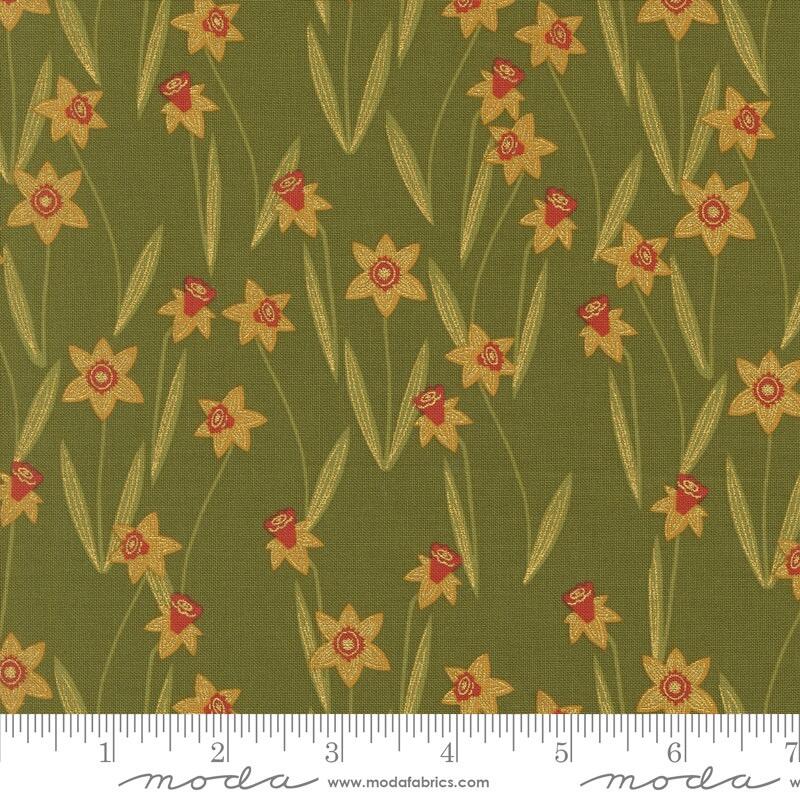 Moda Bee Garden - Darling Daffodils Metallic Ivy