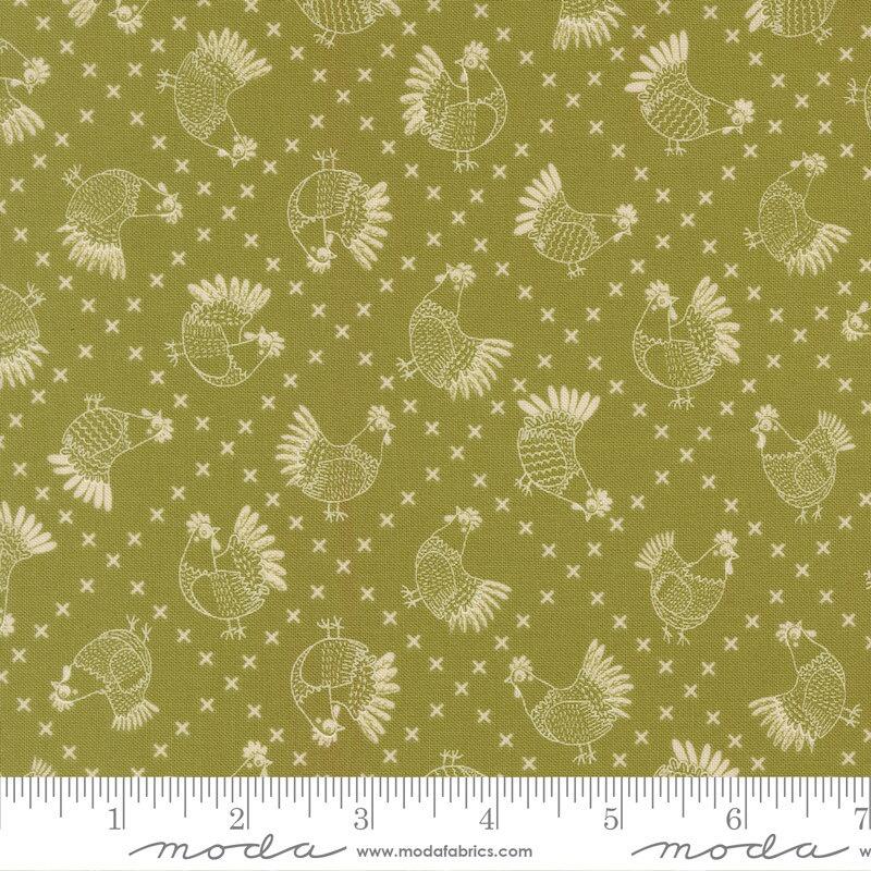 Moda The Henhouse - Cross Stitch Chickens Grass