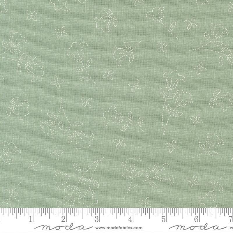 Moda Sunbonnet - Embroidered Blooms Dusty Blue