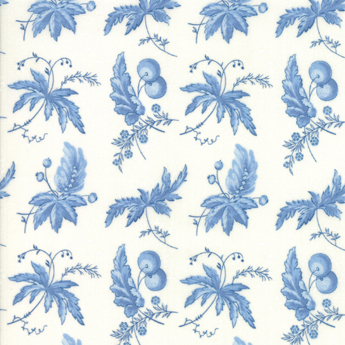 Moda Fabric - Regency Ballycastle Chintz - Off White and English Blue