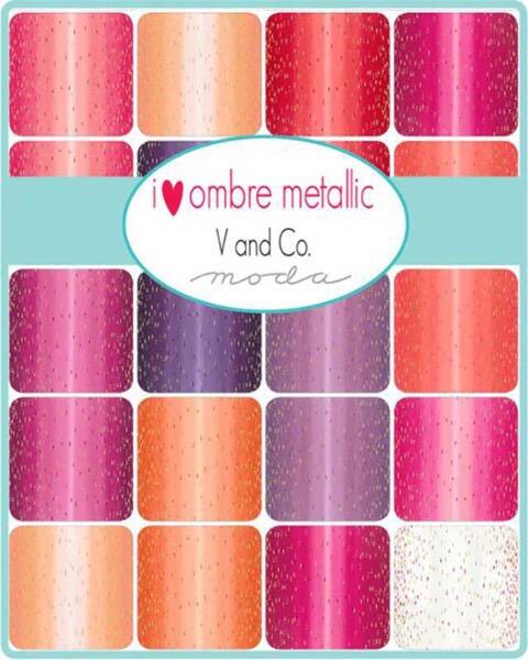 Moda I Heart Ombre Metallic Fabric