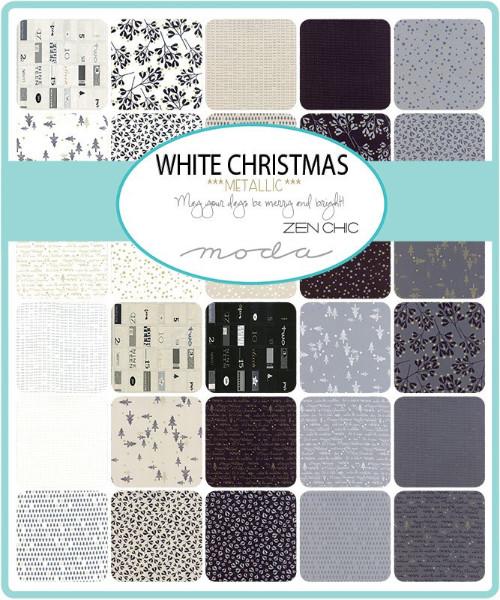 Moda fabric White Christmas Metallic