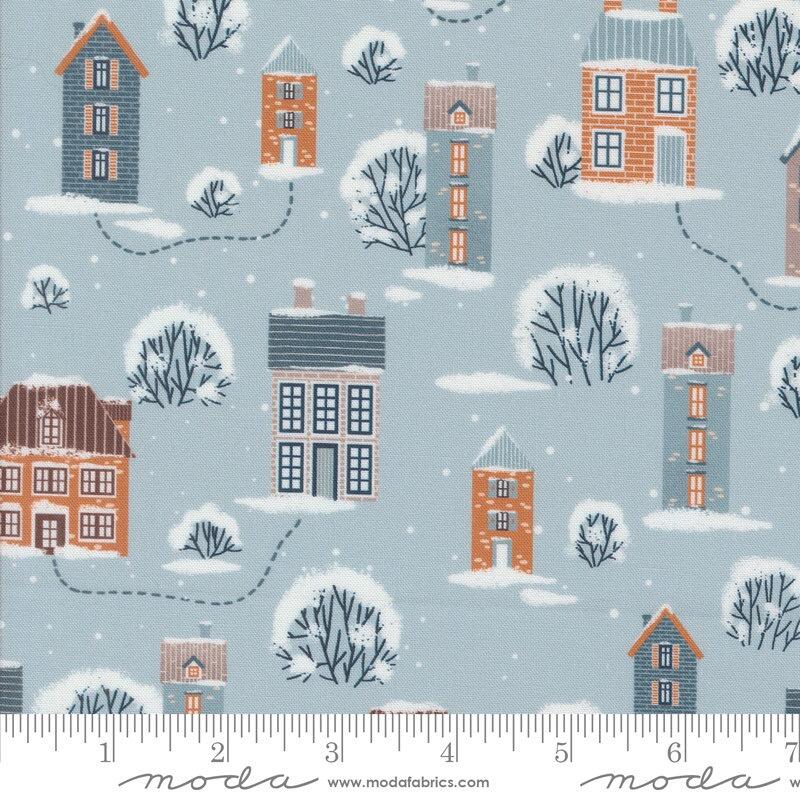 Moda Purrfect Christmas - Snowy Town Sky