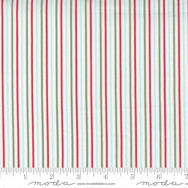 Moda Christmas Morning - Yuletide Stripe on Snow