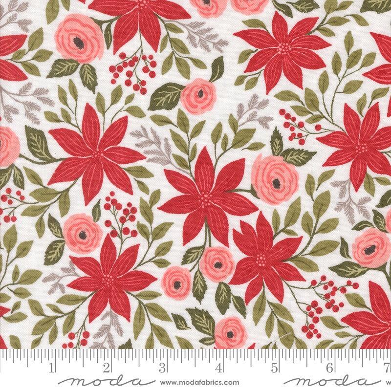 Moda Berry and Pine - Poinsettia Snow