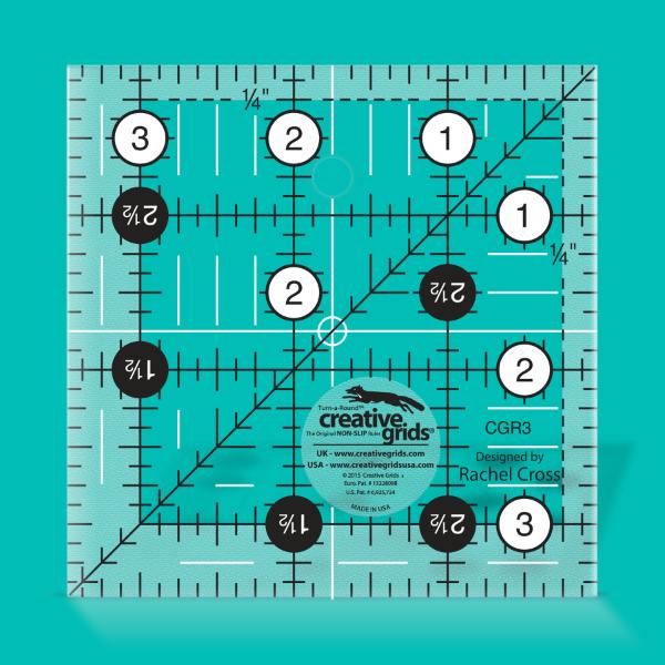 Creative Grids 3.5" x 3.5" Non-Slip Ruler - CGR3