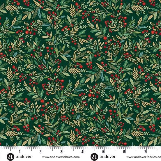 Makower Adorn - Holly Green